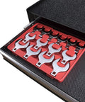 14 Piece Jumbo Crowfoot Wrench Set For 1/2 Inch Drive Chrome Vanadium Steel With Storage Tray SAE Sizes From 1-1/16 To 2 Inches
