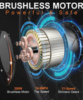 Detailed view of brushless motor showing internal gears, labeled 350W, 19.8 MPH top speed, 21-speed Shimano for All Terrain Electric Mountain Bike For Adults With 26 Inch Wheels 350W Motor Cruising Up To 19.8 MPH 374.4Wh Removable Battery Up To 50 Miles Front Suspension SGS UL 2849 Certified.