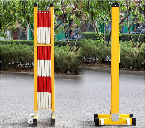 Heavy Duty Rock Solid Mobile Concertina Safety Barrier, Easy Roll Retractable Folding Traffic Barricade, Rust Resistant Non Conductive Crowd Control Partition For Driveways, Garages And Outdoor Work Zones