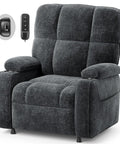 Power Recliner Chair For Adults With One Touch Synchronized Electric Recline USB Ports Cup Holder Side Pockets Thick Chenille Seat