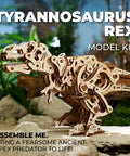 T Rex 3D Wooden Puzzle Kit for Adults With Mechanical Walking Motion DIY Dinosaur Model Automaton Kit built on display