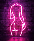 Pink Lady Back Neon Sign LED Wall Decor USB Powered For Bedroom Bar Living Room Party Vibe Brightness Adjustable Art