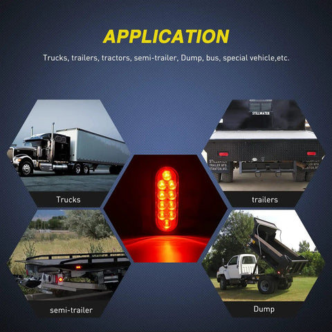 Applications of 6 Inch Oval Red Beefy Bright LED Trailer Tail Lights 4 Pack With Flush Mount Grommets IP67 Waterproof Stop Turn Brake Modes
