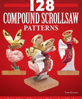 128 Compound Scroll Saw Patterns featuring intricate 3D wooden designs of butterflies and angels for woodworking.