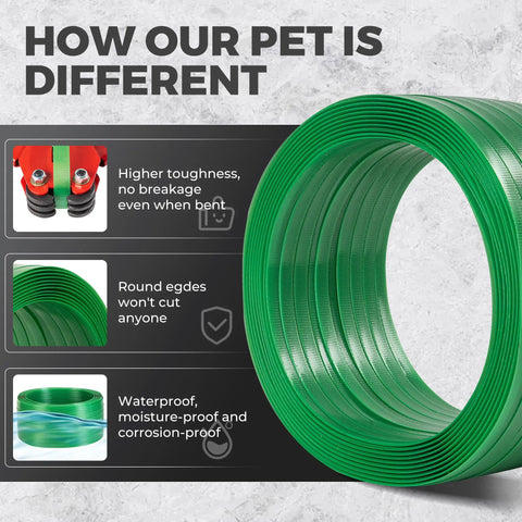 Heavy Duty Green Pet Strap Roll With Zero Hassle Tensioner And Peel Seals, 5 8 Inch By 1000 Feet showing high toughness and rounded edges.