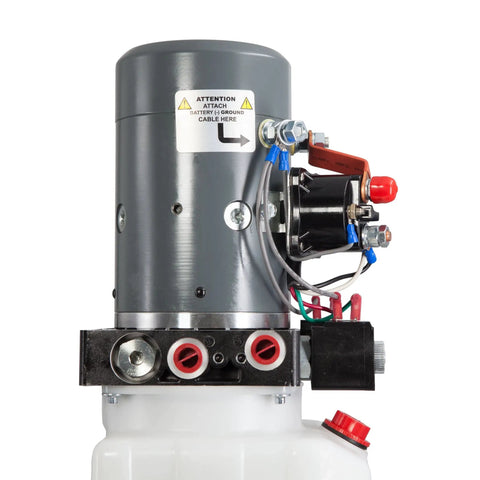 Beefy 12V Hydraulic Pump For Single And Double Acting Systems With 6 Quart Capacity Portable Durable Metal Build