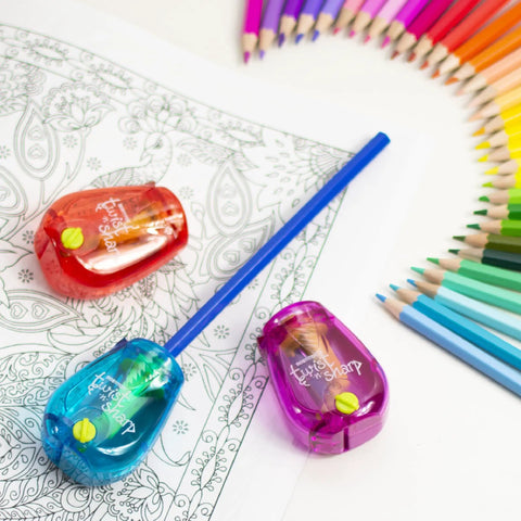 Curved Handheld Manual Pencil Sharpener Boasts A Smooth Ratchet Grip And Adjustable Dial To Transform Dull Points Into Deadly Sharp Edges With Zero Sweat A Legit Daily Driver For Students And Desk Work, featuring colorful designs.