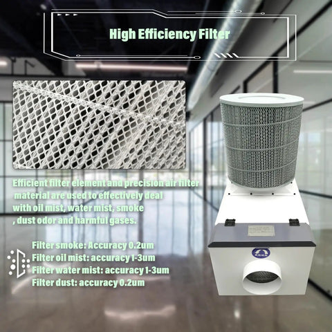 Industrial Oil Mist Collector For CNC Machines With High Capacity Filtration And Soot Purifier system displayed indoors