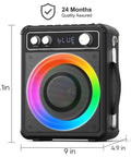 All In One Karaoke System With Two Wireless Microphones Portable Bluetooth Speaker For Home Parties And Outdoor Travel Bluetooth Five Point Two Stable Connection USB TF AUX Inputs Karaoke Player PA System And Guitar Amplifier