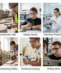 Badass Dual Pack Safety Glasses with Slick Anti Fog and Anti Scratch Clear Wrap Around Lenses being used in various work environments.