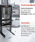 Beefy 6 Ton H Frame Hydraulic Shop Press With Adjustable Floor Stand Height Range Two To Nine Inches And Stamping Plates