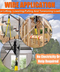Upgraded Rope Hoist Pulley System 4400 Lbs Block And Tackle Kit with 304 Stainless Steel Shackle and two lift slings in use