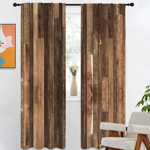 Farmhouse Rustic Barn Door Curtain Panels Two Pack Set 52 Inches Wide By 84 Inches Long Rod Pocket Window Drapes
