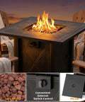 30 Inch Propane Fire Pit Table With Premium Ceramic Top, 50000 BTU Gas Firepit, Includes Lid And Lava Rocks, outdoor setting