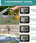 Heavy Duty Garden Hose Water Flow Meter With Brass Inlet And Metal Thread High Accuracy IPX6 Waterproof, 4 measurement modes on display
