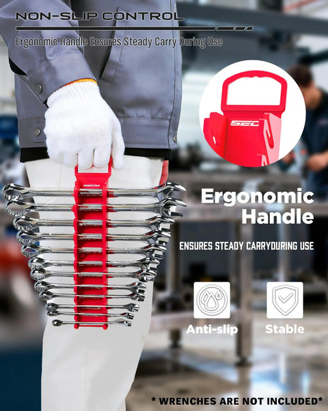 Heavy Duty 2 Pack Magnetic Wrench Organizer Boots SAE Metric Tools Into Place On Shop Carts Drawers Or Pegboard Walls Keeps Your Rig Running Smooth All Day Long