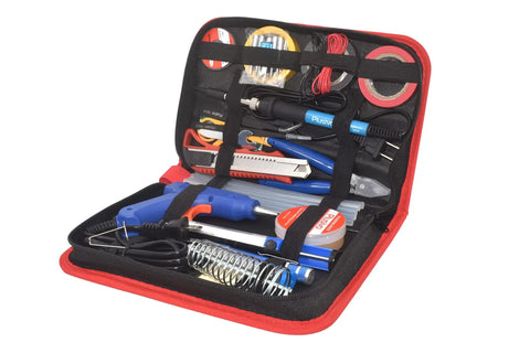 Handy All In One Soldering Kit With 60W Adjustable Iron And Glue Gun Desoldering Pump Five Tips Solder Wire Stand Wick Rosin Paste