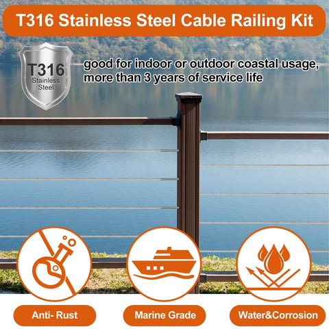 Heavy Duty Swage Lag Screws For Cable Railing 80 Pack One Eighth Inch Cable Railing Hardware Kit T316 Stainless Steel Left And Right Handed Threads For Wood Post Deck And Stair Railing System