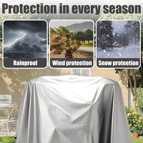 Top Shelf Jumbo Machine Cover Tough As Nails Breathable Rust Proof Fabric shields against rain, wind, and snow outdoors.
