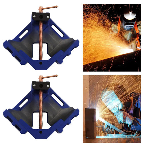 Heavy Duty 4 Inch Cast Iron Welders Angle Clamp Set 2 Pack 90 Degree Right Angle Jaws for precise fittings and metal welding
