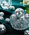 65 Piece Disco Ball Decorations Set With Assorted Size Mirror Ornaments Reflective Hanging Balls in crystal bowl