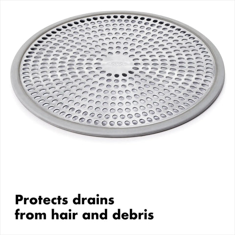 Shower Stall Drain Protector With Hair Catcher And Soft Silicone Rim, Stainless Steel Mesh Barrier Keeps Water Flowing