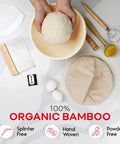 Round 9 Inch Banneton Proofing Basket Starter Kit With Lame Dough Scraper Linen Liner Basting Brush and Dough Ball