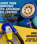 4.5 Inch Turbo Diamond Grinding Wheel For Concrete And Masonry Featuring Killer 30 40 Grit Segments used with angle grinder and dust control shroud.