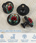 4 Pack 35Mm Cabinet Knobs In Retro Rose Black Round Single Hole Drawer Pulls For Kitchen Cabinets And Dressers Easy Install
