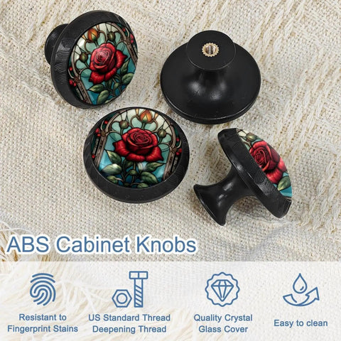 4 Pack 35Mm Cabinet Knobs In Retro Rose Black Round Single Hole Drawer Pulls For Kitchen Cabinets And Dressers Easy Install
