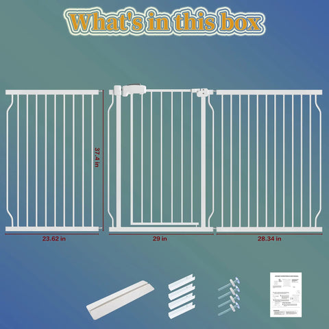 Extra Wide Baby And Pet Gate For Indoor Stairs And Doorways 30 Inch Tall Black Metal Pressure Mounted With Walk Through Door