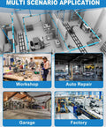 Multi scenario application for air fittings in workshop, auto repair, garage, and factory settings.