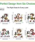 Designs from Iron On Transfers Set With 6 Sheets Quirky DTF Transfers Ready To Press Heat Vinyl Decals featuring whimsical characters.