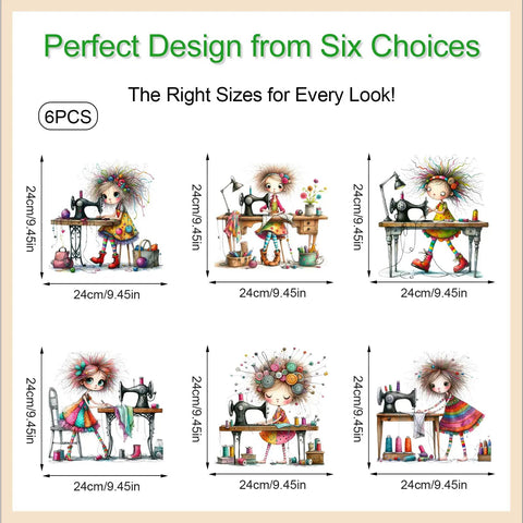 Designs from Iron On Transfers Set With 6 Sheets Quirky DTF Transfers Ready To Press Heat Vinyl Decals featuring whimsical characters.