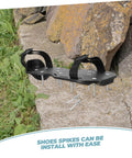 Beefed Up Aerator Shoes Spikes For Women 20 Pack Turf Spikes For Lawn Aeration shown on stone surface