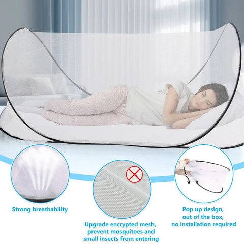 Large Pop Up Mosquito Net Tent Portable Foldable Mesh Shelter For Bed Camping Travel And Patio Breathable Lightweight Design 78 By 31 By 23 Inch Fits Adults And Kids For Indoor Or Outdoor Use.