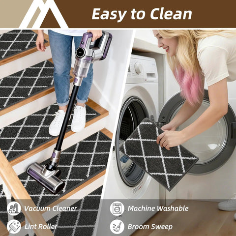 Cleaning No Slip Peel And Stick Stair Treads For Wooden Steps 9x28 Inches Indoor Runners Dark Grey 15 Pack