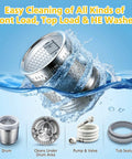 Skip The Hassle Washing Machine Cleaner Tablets For He Front And Top Load Washers Kicks Out Stink Instantly, showing drum and washing parts in water.