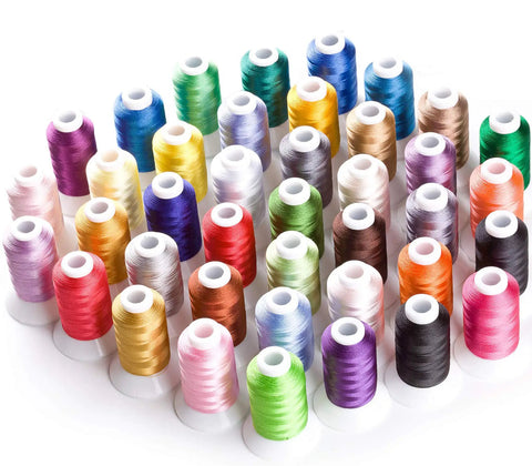 40 Color Polyester Embroidery Thread Kit 550 Yards Per Spool 40 Weight Pro Grade Quality High Tenacity Trilobal Polyester Vivid Colors That Pop Compatible With Brother Babylock Janome Singer Husqvarna Bernina Machines For Reliable Projects