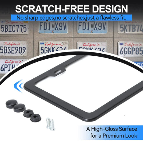 Matte Black License Plate Frame No Cover State Name Universal Car Plate Frame With Two Holes Premium Rust Proof Aluminum