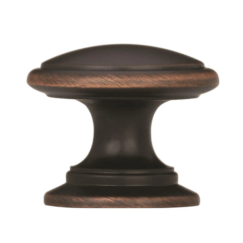 Ravino Oil Rubbed Bronze Cabinet Knob, One And A Quarter Inch Diameter, Classic Drawer Pull For Cabinets And Furniture, Warm Dark Bronze With Copper Highlights, One Pack, Durable Metal Hardware
