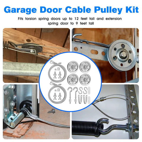 Heavy Duty Garage Door Cable And Spring Conversion Kit With Pulley System For Quiet Smooth Operation Includes Cable Kit