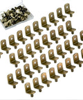 Rock Solid Steel Shelf Pins, Slick Bronze Plated 1/4 Inch Pegs, Heavy Duty Cabinet Retainers For Zero Hassle Storage In Kitchen Closets And Bookcases (40 Piece Set) displayed in a clear storage box.