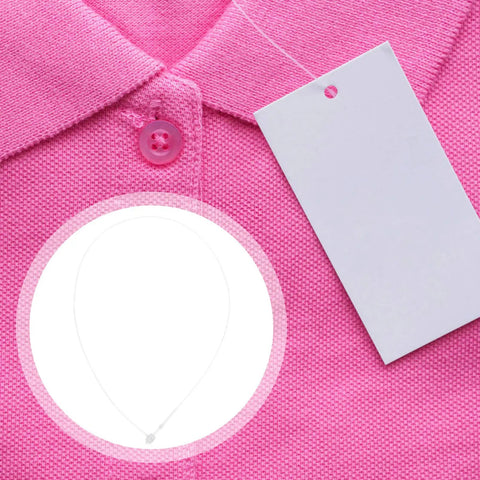 1000 Piece Built Tough Plastic Security Tags Snap Lock Theft Proof Pin Loops For Retail Store Apparel Clothing Bags Belts White 12 Inch Round Head Design on pink polo.