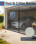 Heavy Duty Garage Door Screen 16 By 7 Feet For A 2 Car Garage With Magnetic Closure and hands-free entry, blocking insects.