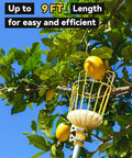 Adjustable 9 Foot Fruit Picker With Basket And Cushioned Landing Pad Long Handle Mango Grabber For Harvesting Apple Pear Orange Lemon Mango Avocado Peach Citrus Grapefruit Easy One Hand Use And Large Capacity, 9 ft pole picking lemons