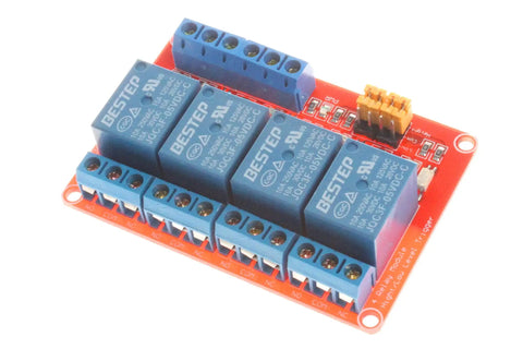 4 Channel Relay Module with Optocoupler Isolation and High Low Level Trigger, Compatible with 5V 12V or 24V Control Signals