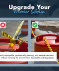 Comparison of yellow plastic and caution tape chain for crowd control, highlighting Yellow Plastic Barrier Chain 1.5 Inch Link Diameter 100 Foot Length For Crowd Control And Traffic Direction, Lightweight And Rust Free.