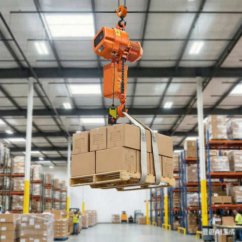 Built Tough Heavy Duty Electric Chain Hoist Up To 4400 Lbs With 20 Ft Lift Height Three Phase Dual Voltage 208 To 240V And 440 To 480V 60Hz Overhead Crane With 328 Ft Wireless Remote G100 Single Chain Lift lifting pallets in warehouse