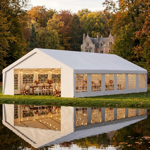 20x40 Foot Party Tent Canopy With Waterproof Top Removable Sidewalls Roll Up Door And Heavy Duty Steel Frame For Outdoor Weddings BBQs Birthday Parties And Camping White